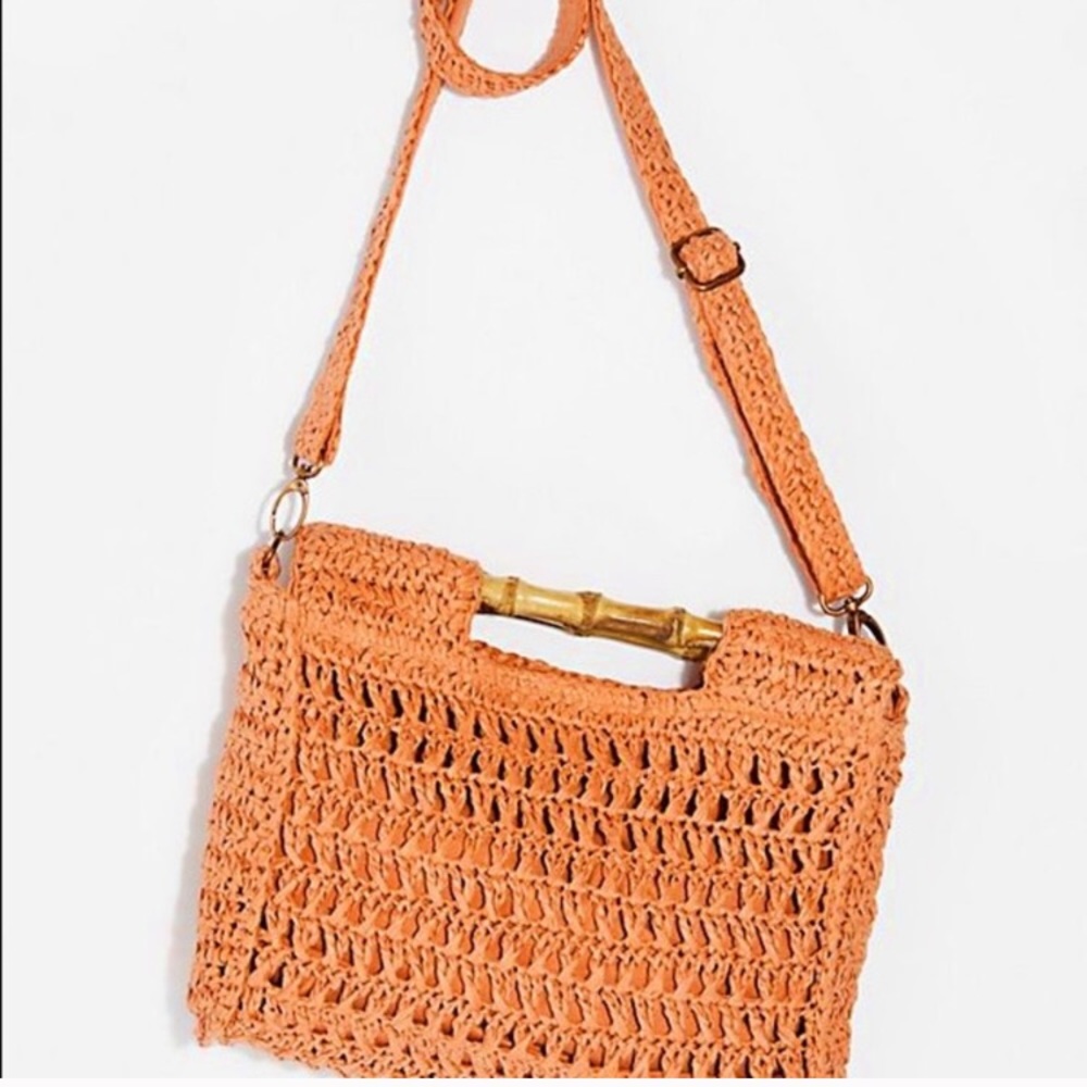 Free People Straw Clutch with bamboo handles